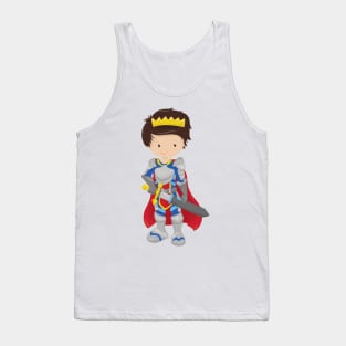 Prince, King, Knight, Sword, Crown, Brown Hair Tank Top